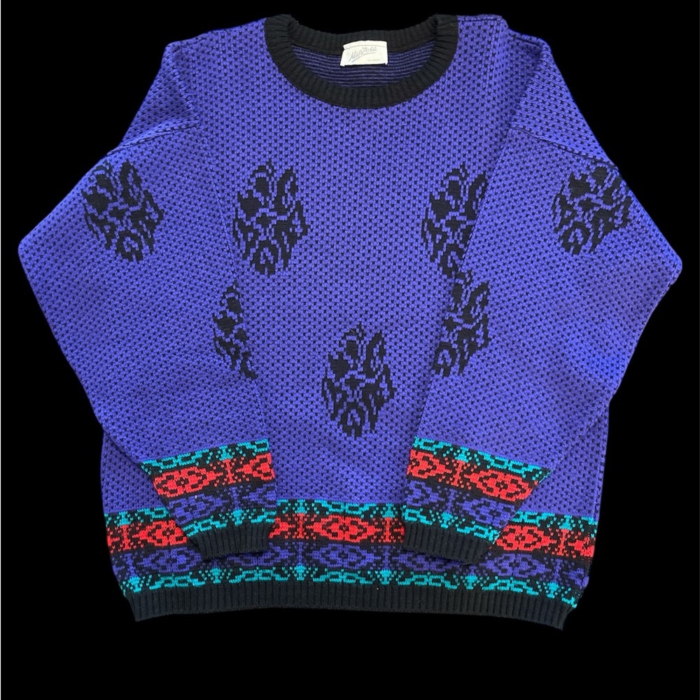 Vintage Mariposa Made in Canada Knit Sweater Purple Black
